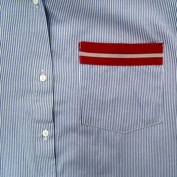 Zara Preppy Varsity Blue Pinstripe shirt – Women’s Medium M - Picture 2 of 13